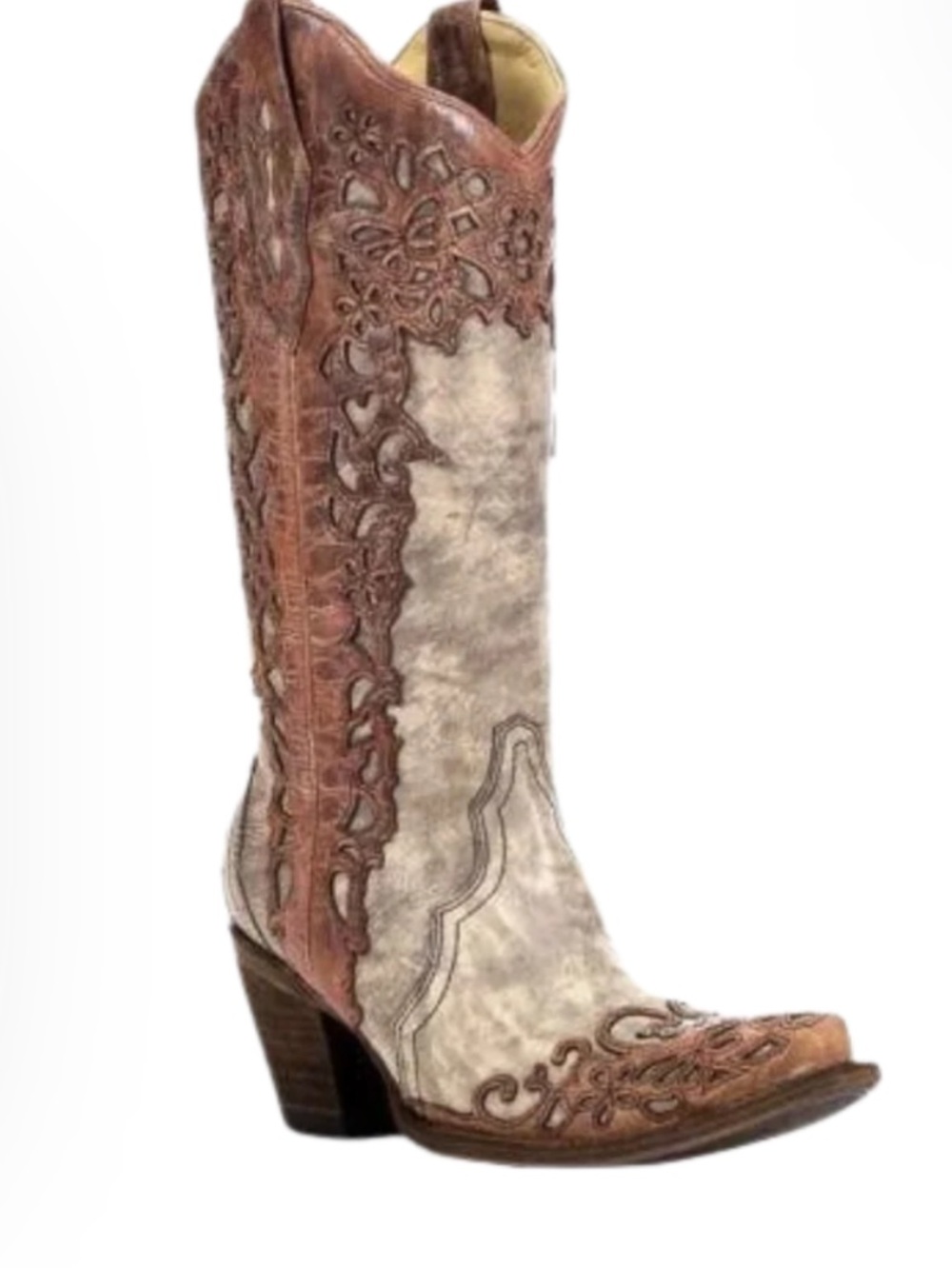 Corral Women's Addison Sand Cognac Laser Overlay Boots